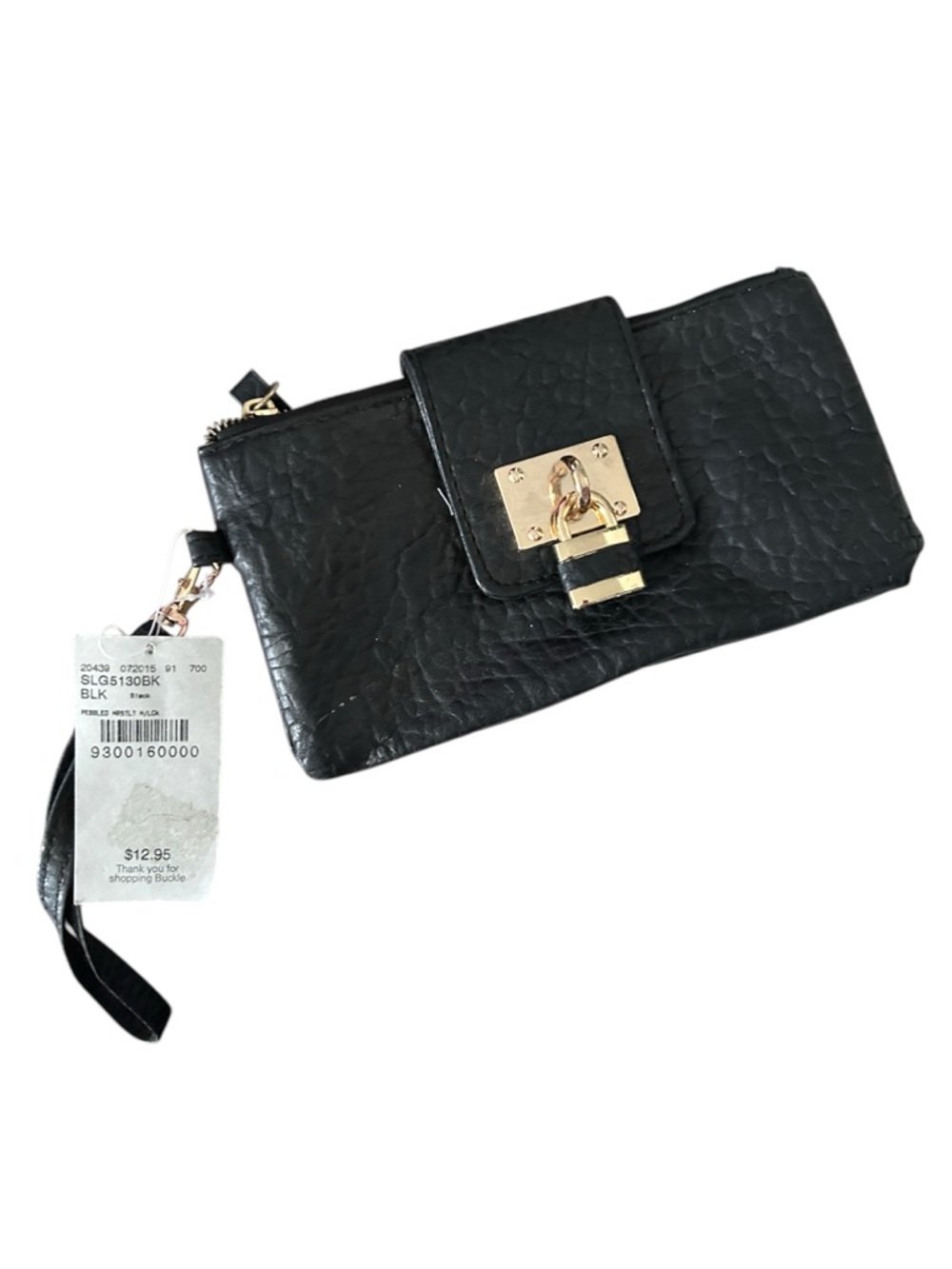 Black Wristlet Clutch with Gold Lock